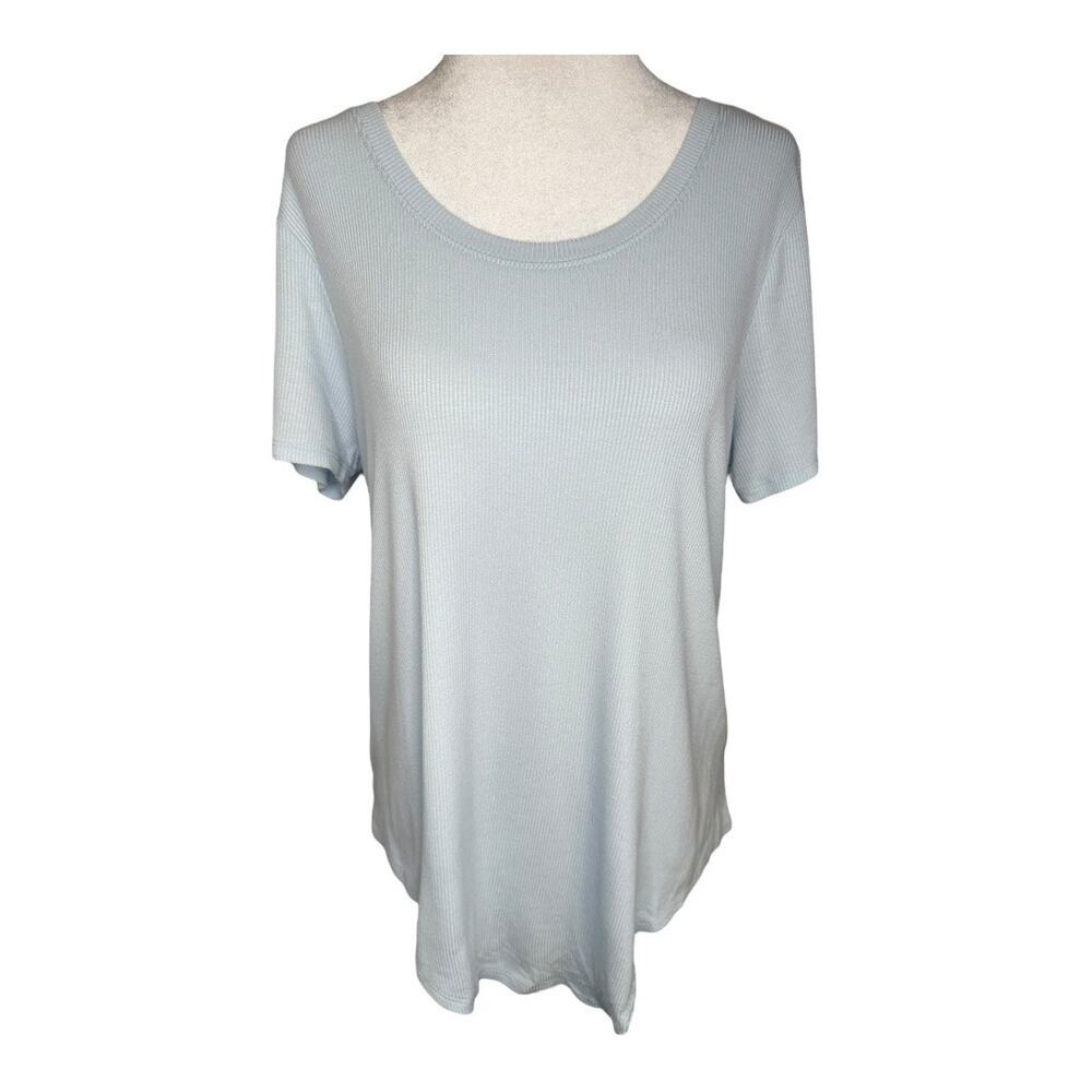 1.STATE Women's‎ Scoop Neck Short Sleeve Top Blue Size Medium Casual NWOT